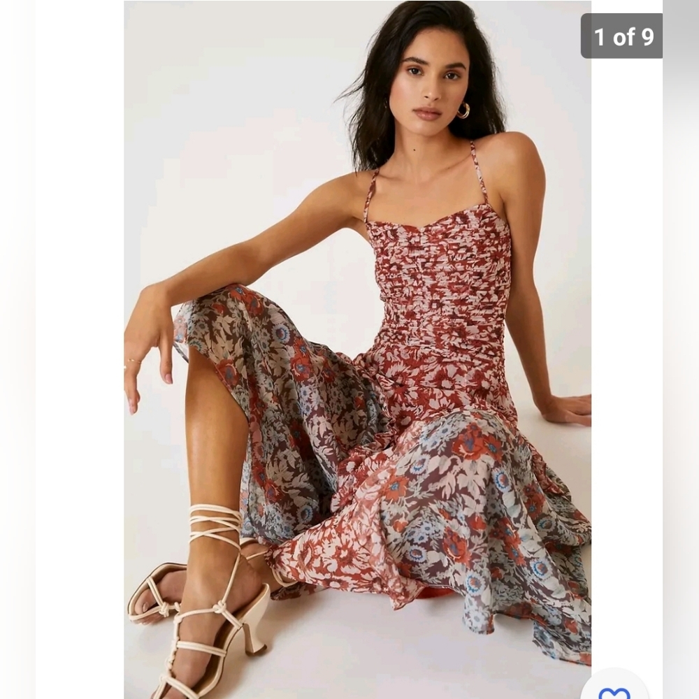 Anthropologie Let Me Be Ruffled Midi Dress Size XL